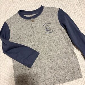 Kids Long Sleeve Gray and Blue Shirt